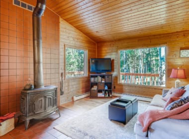 Family Room with wood stove
