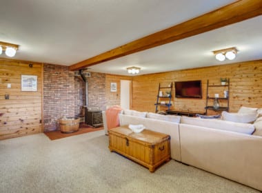 Lower Family Room with Wood Stove