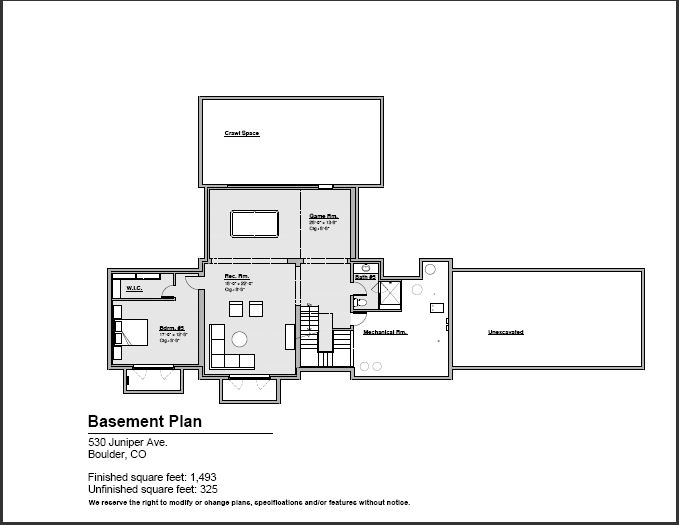 530 Juniper Avenue - Basement Floor Plan